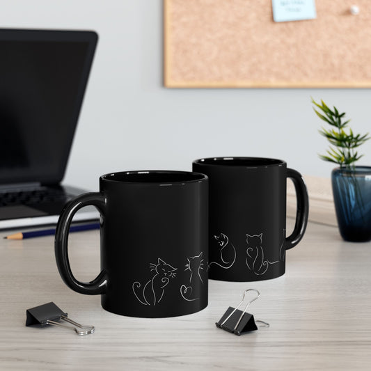 Mug - Cat Outline Silhouette Black Coffee Cup 11oz/15oz