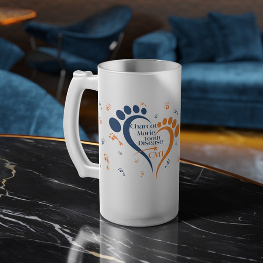 Frosted Glass Beer Mug with Charcot-Marie-Tooth Awareness Design