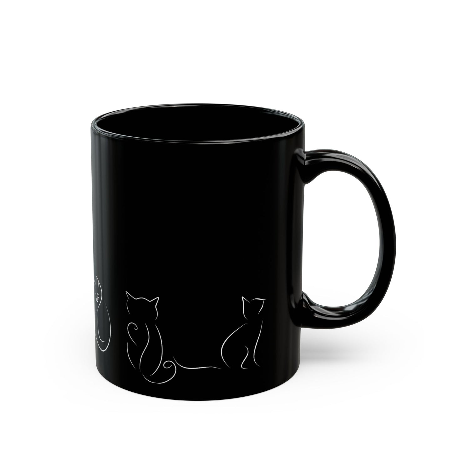 Mug - Cat Outline Silhouette Black Coffee Cup 11oz/15oz