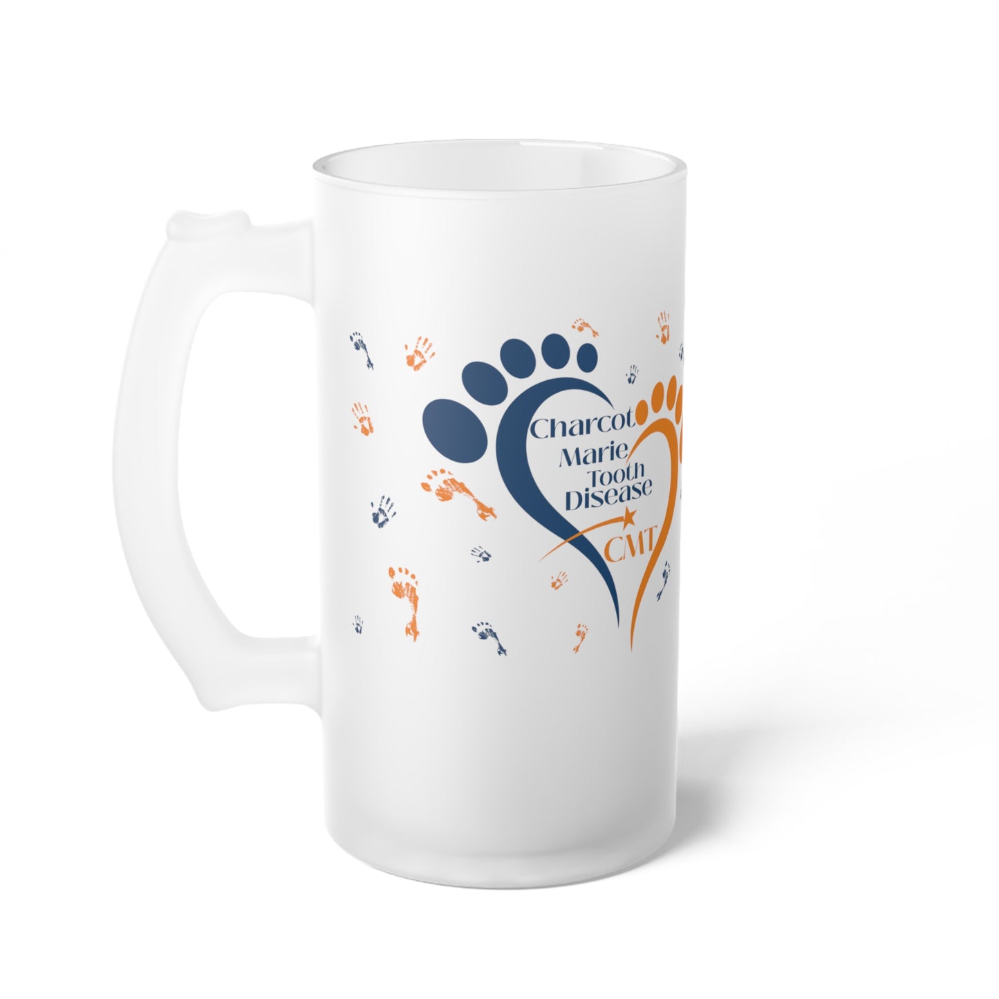 Frosted Glass Beer Mug with Charcot-Marie-Tooth Awareness Design