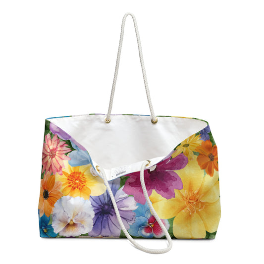 Floral Weekender Bag, Colorful Travel Tote, Vacation Bag, Floral Print Carryall, Weekend Getaway Essentials