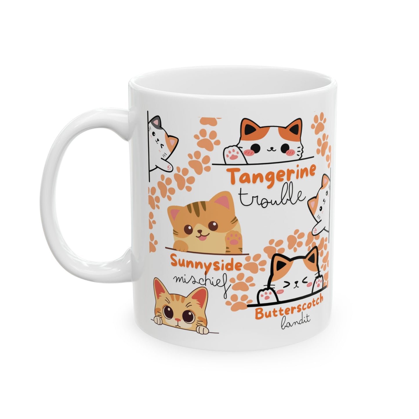 Ginger Kitty Coffee Cup with Paw Prints – Cute Orange Cat Lover Kitchenware