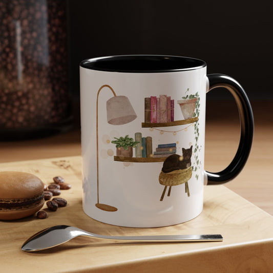 Cozy Cat-themed Coffee Mug, Whimsical Cat Mug for Cat Lovers, Cute Home Decor CoffeeCup, Gift for Cat Owners, Relaxing Cafe Vibe