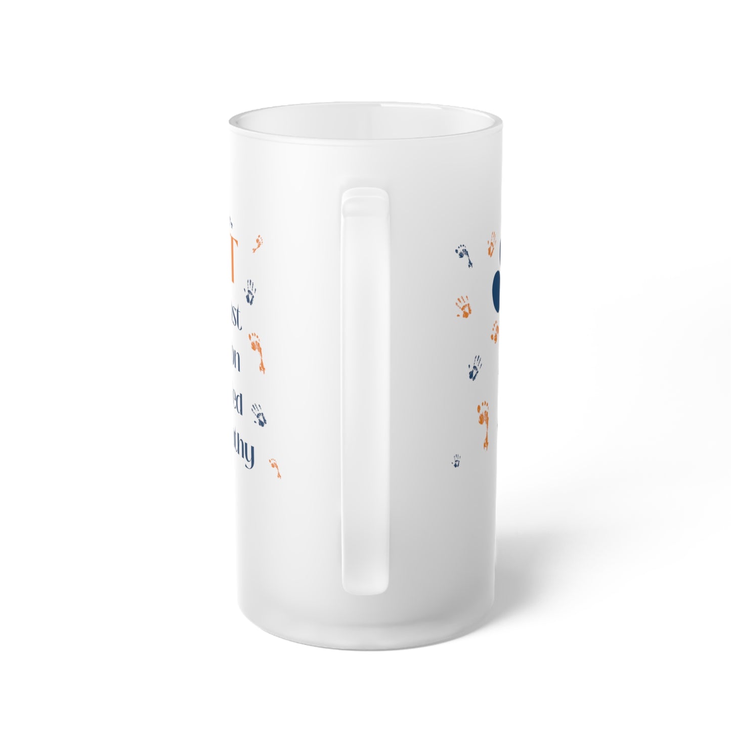 Frosted Glass Beer Mug with Charcot-Marie-Tooth Awareness Design