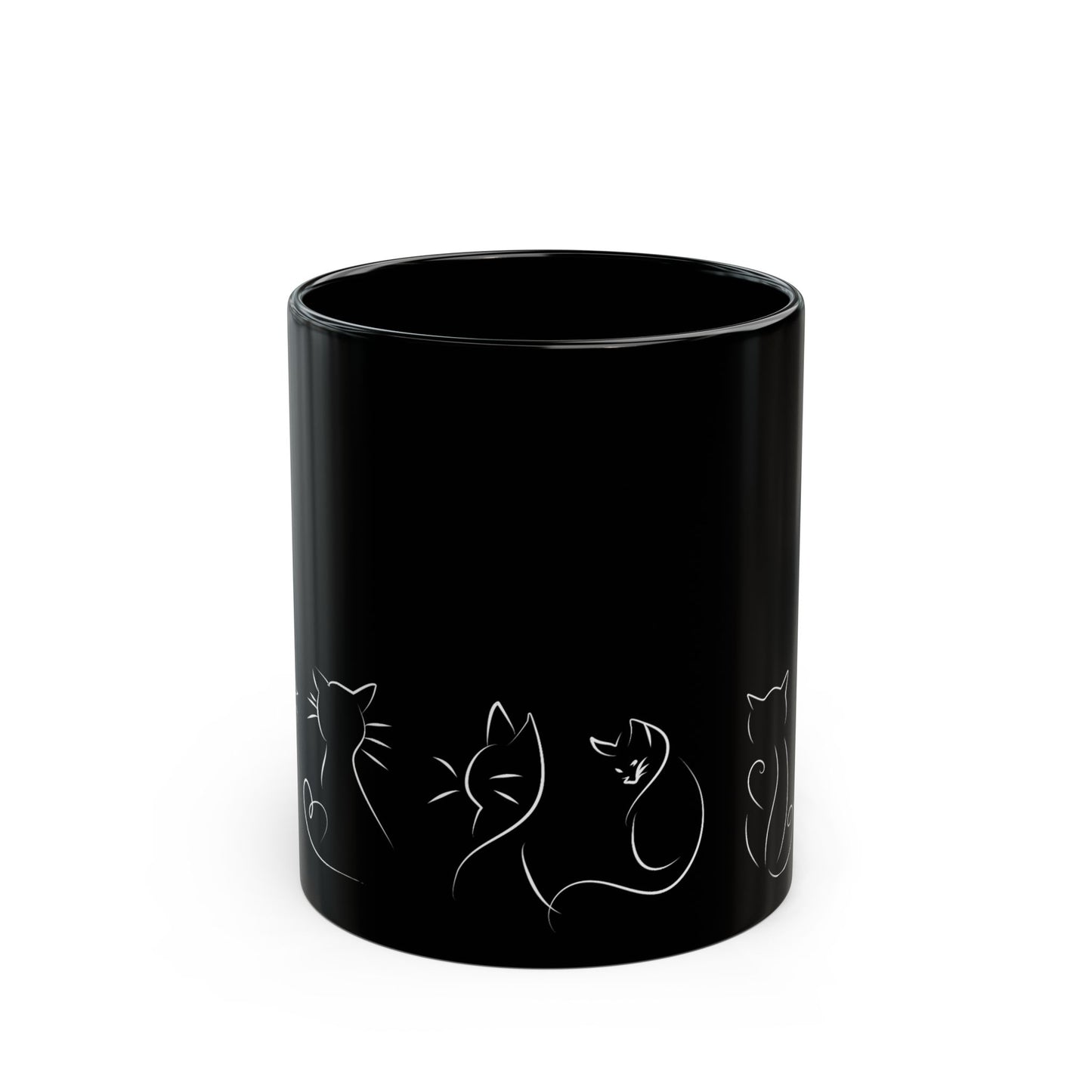 Mug - Cat Outline Silhouette Black Coffee Cup 11oz/15oz