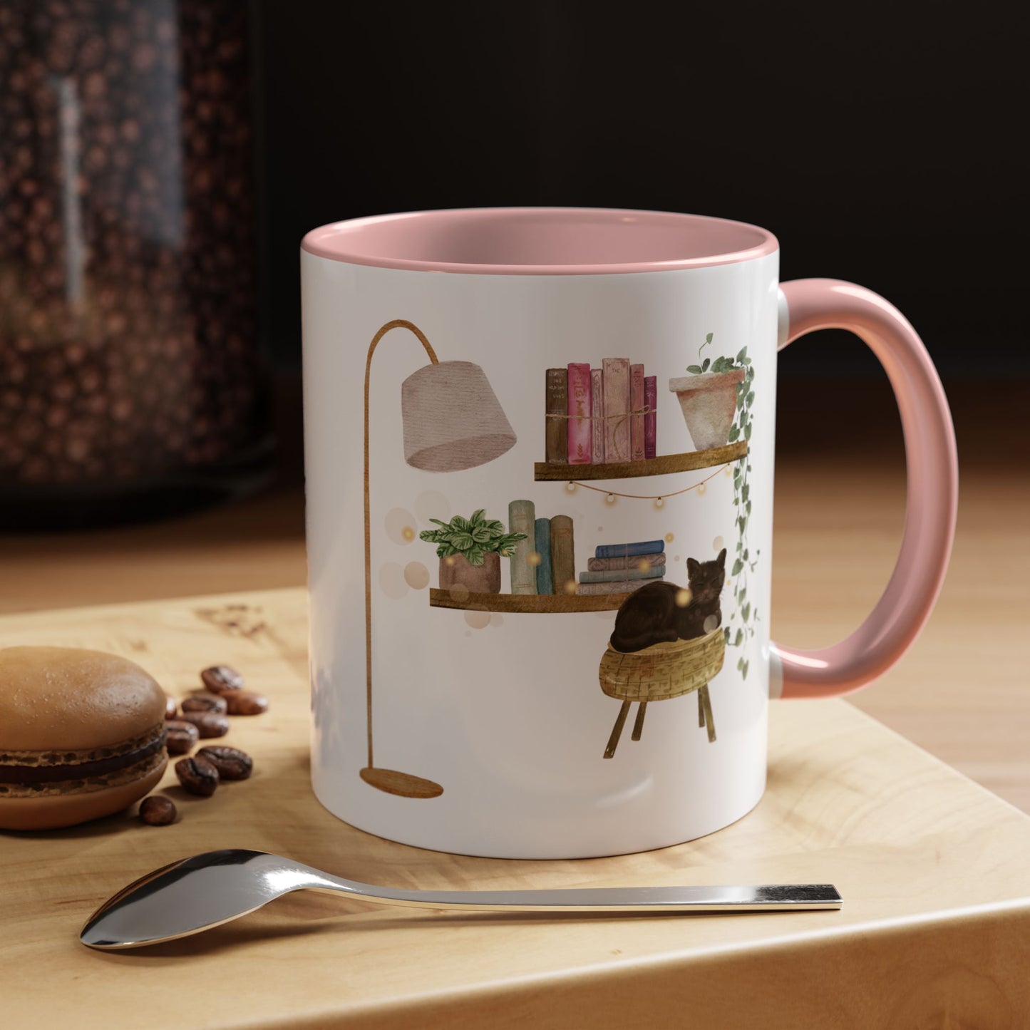 Cozy Cat-themed Coffee Mug, Whimsical Cat Mug for Cat Lovers, Cute Home Decor CoffeeCup, Gift for Cat Owners, Relaxing Cafe Vibe
