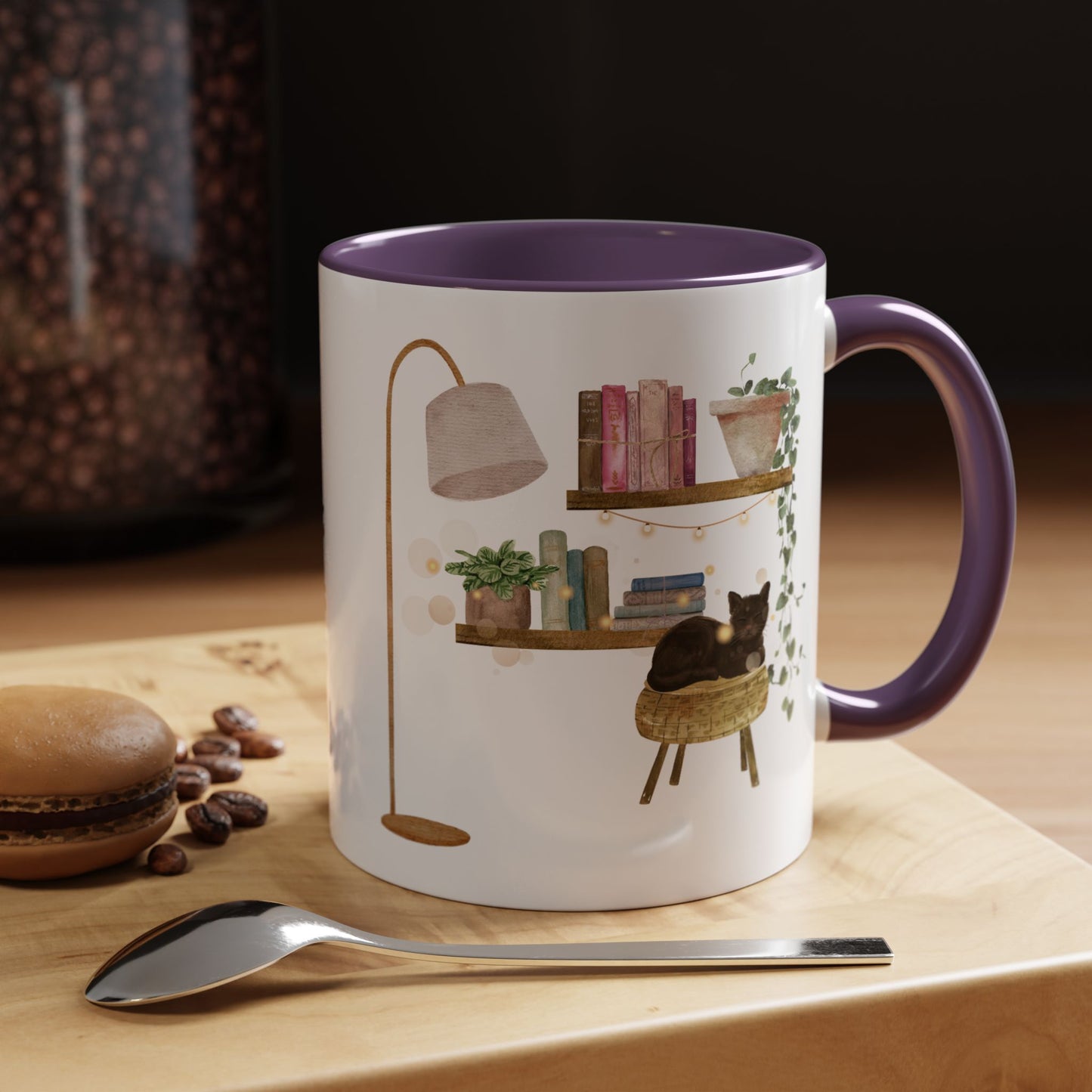 Cozy Cat-themed Coffee Mug, Whimsical Cat Mug for Cat Lovers, Cute Home Decor CoffeeCup, Gift for Cat Owners, Relaxing Cafe Vibe