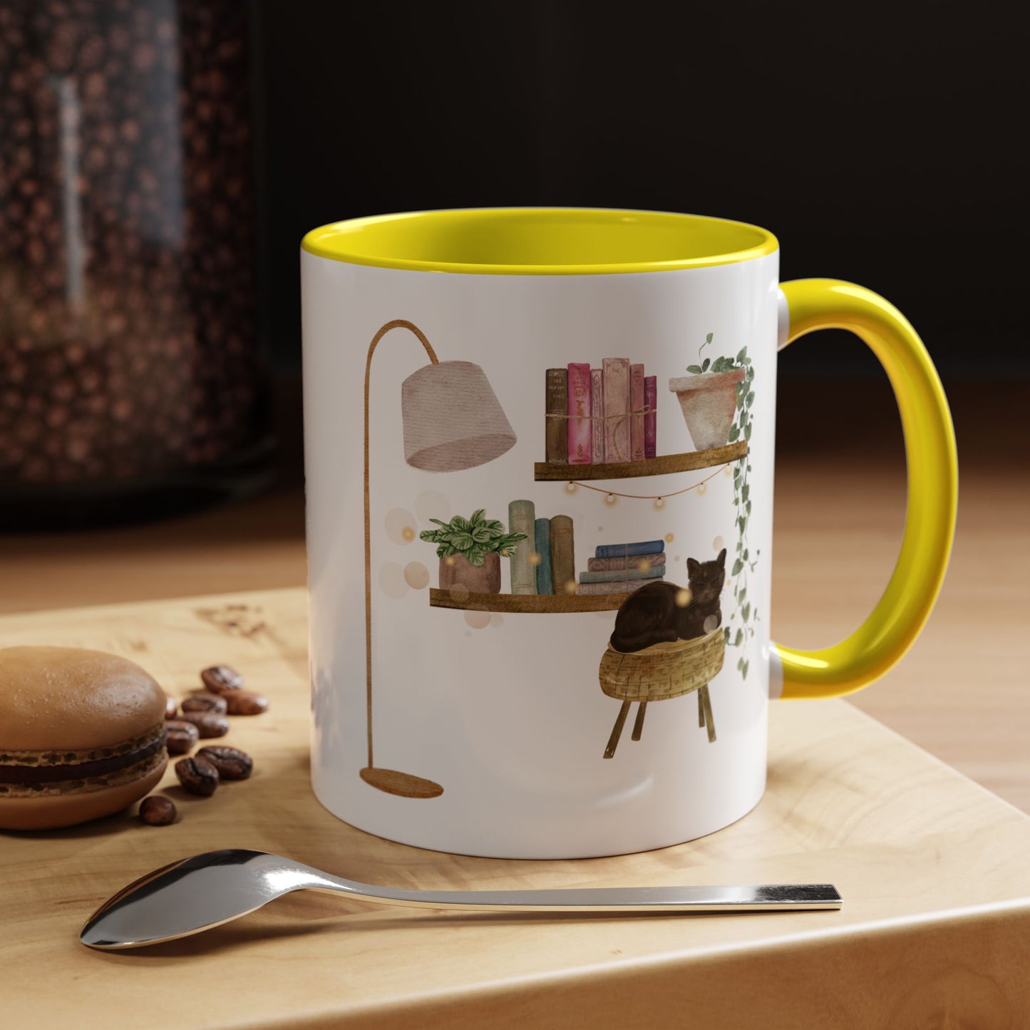 Cozy Cat-themed Coffee Mug, Whimsical Cat Mug for Cat Lovers, Cute Home Decor CoffeeCup, Gift for Cat Owners, Relaxing Cafe Vibe