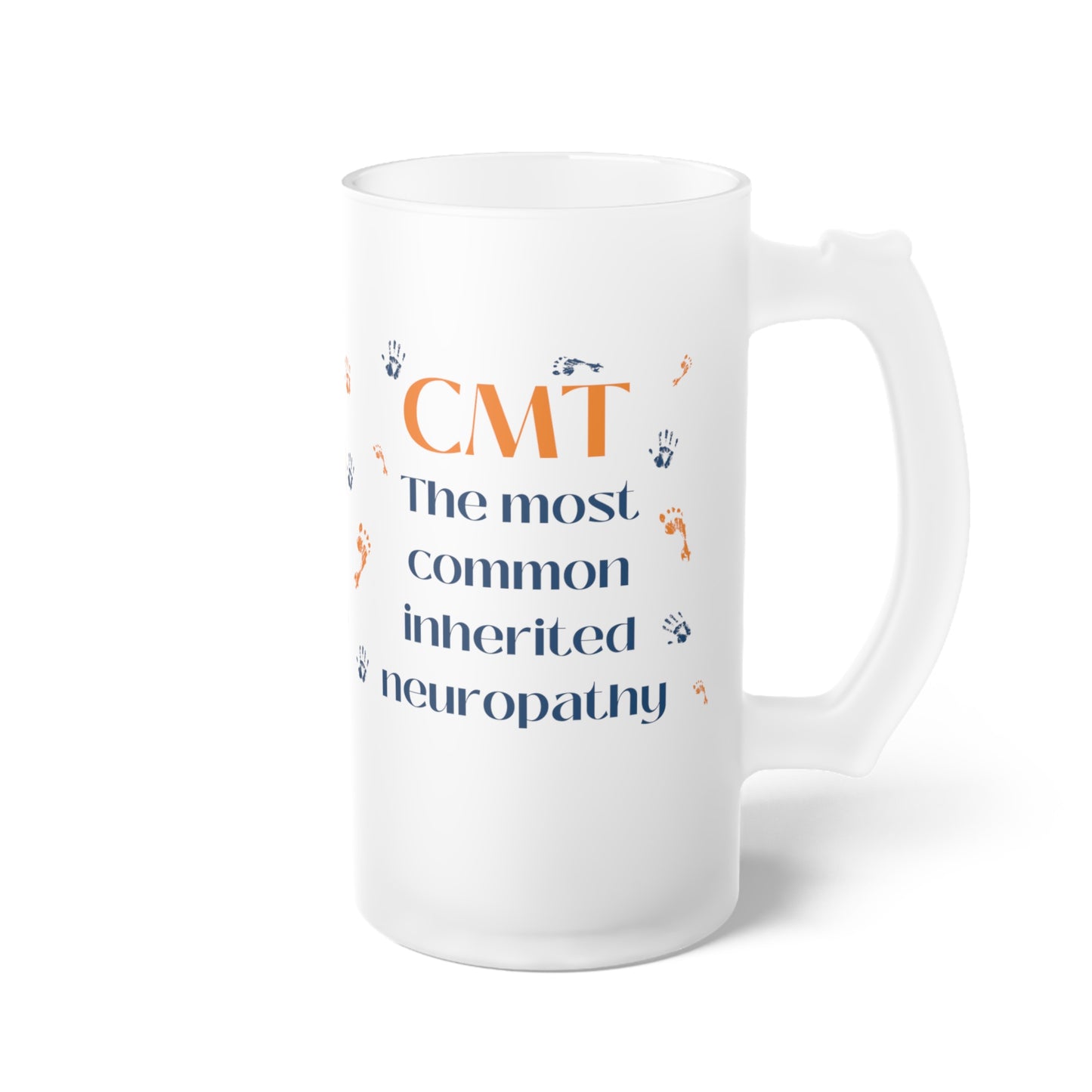 Frosted Glass Beer Mug with Charcot-Marie-Tooth Awareness Design