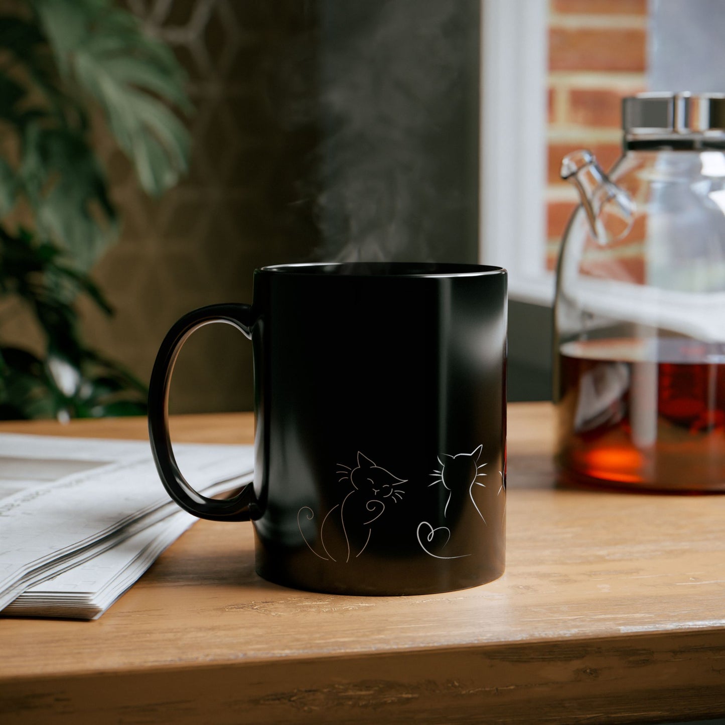 Mug - Cat Outline Silhouette Black Coffee Cup 11oz/15oz