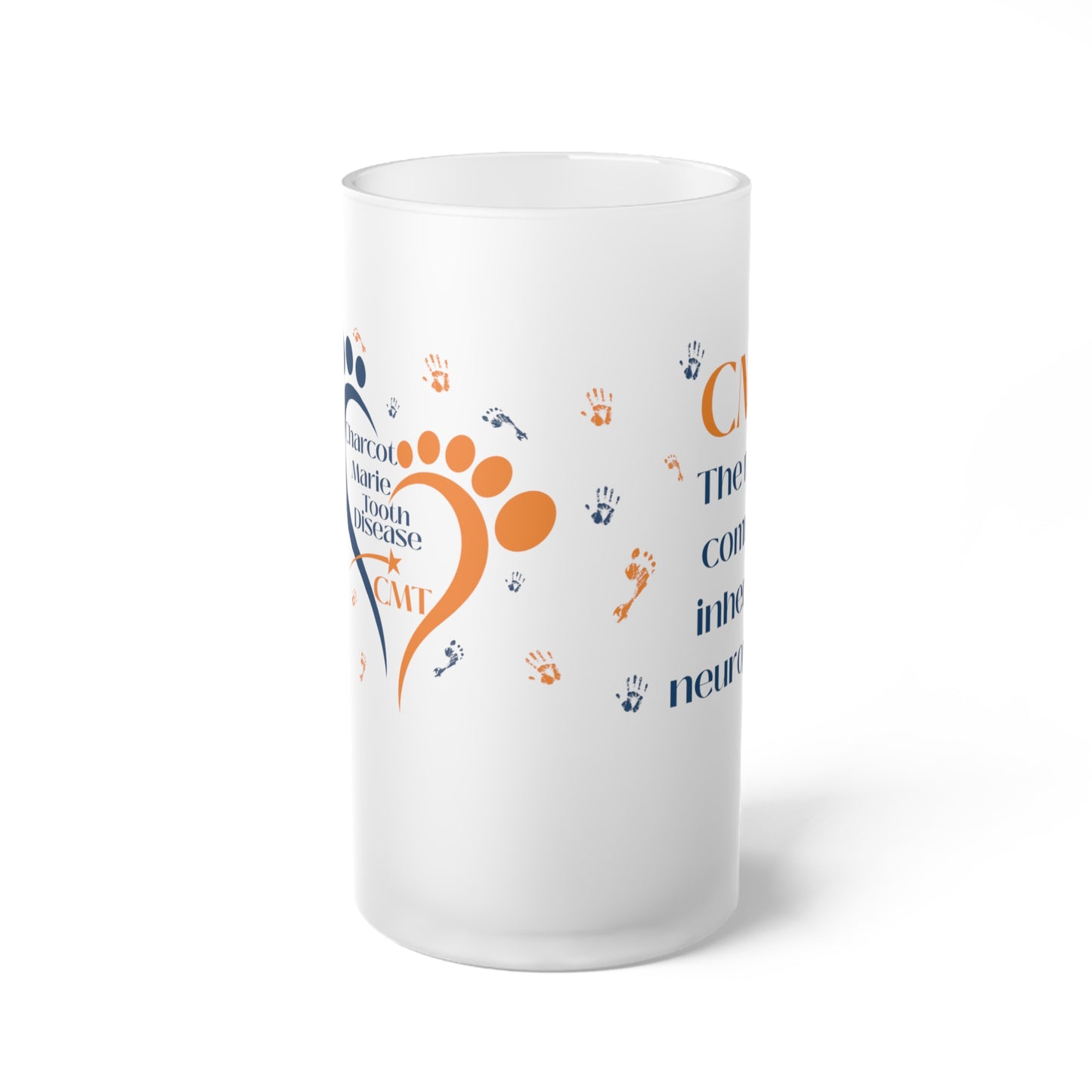 Frosted Glass Beer Mug with Charcot-Marie-Tooth Awareness Design