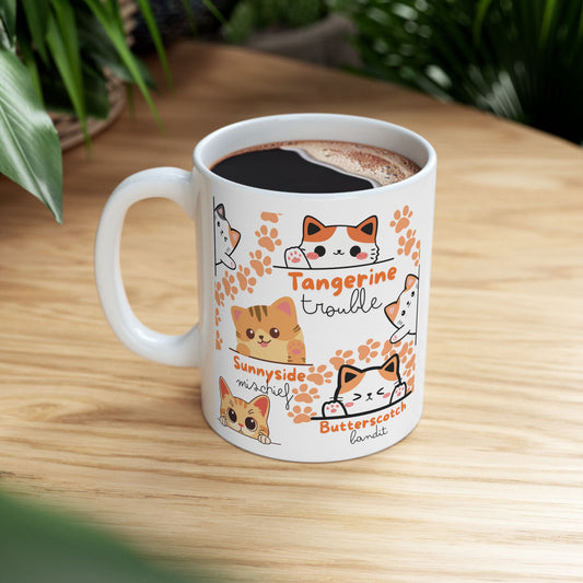 Ginger Kitty Coffee Cup with Paw Prints – Cute Orange Cat Lover Kitchenware