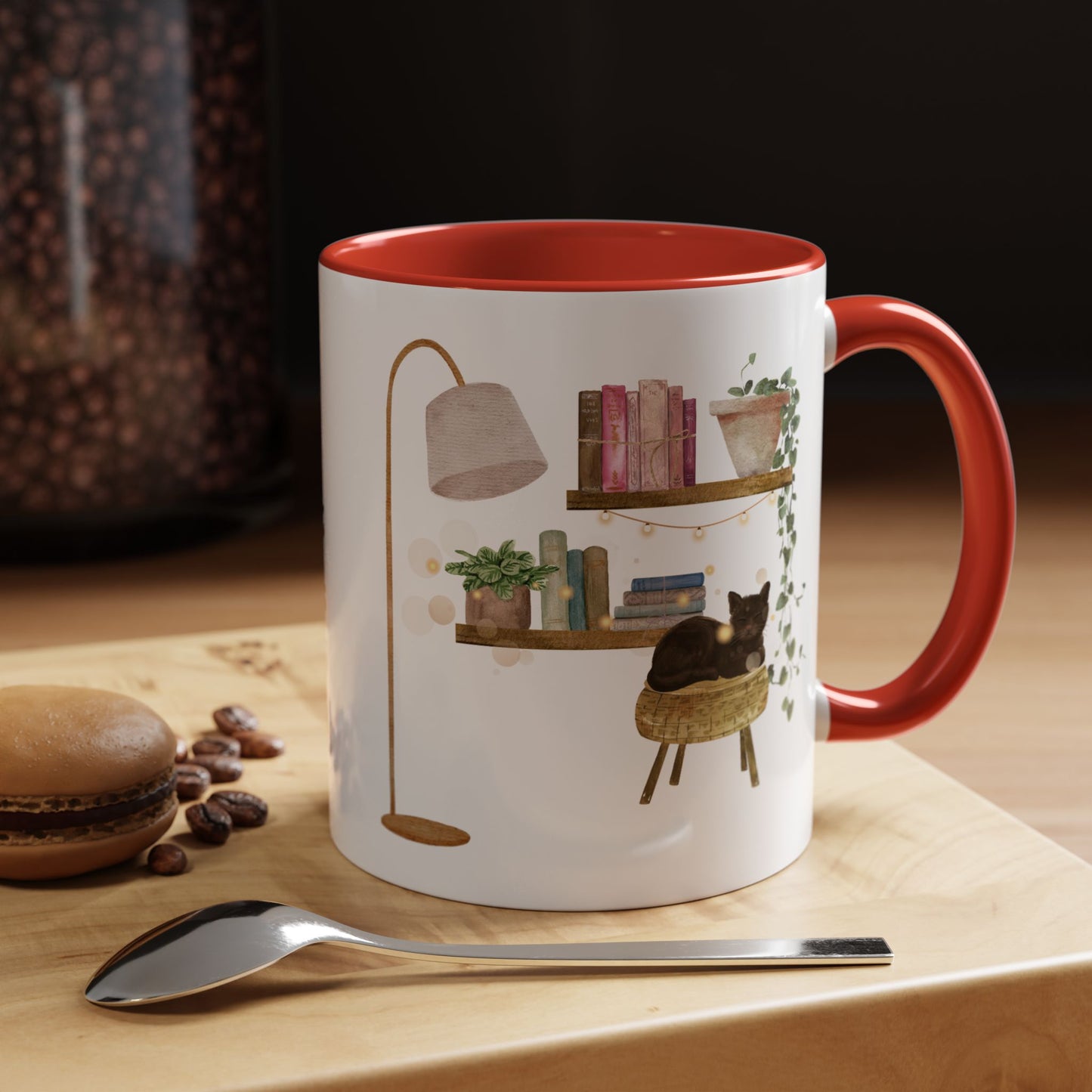 Cozy Cat-themed Coffee Mug, Whimsical Cat Mug for Cat Lovers, Cute Home Decor CoffeeCup, Gift for Cat Owners, Relaxing Cafe Vibe