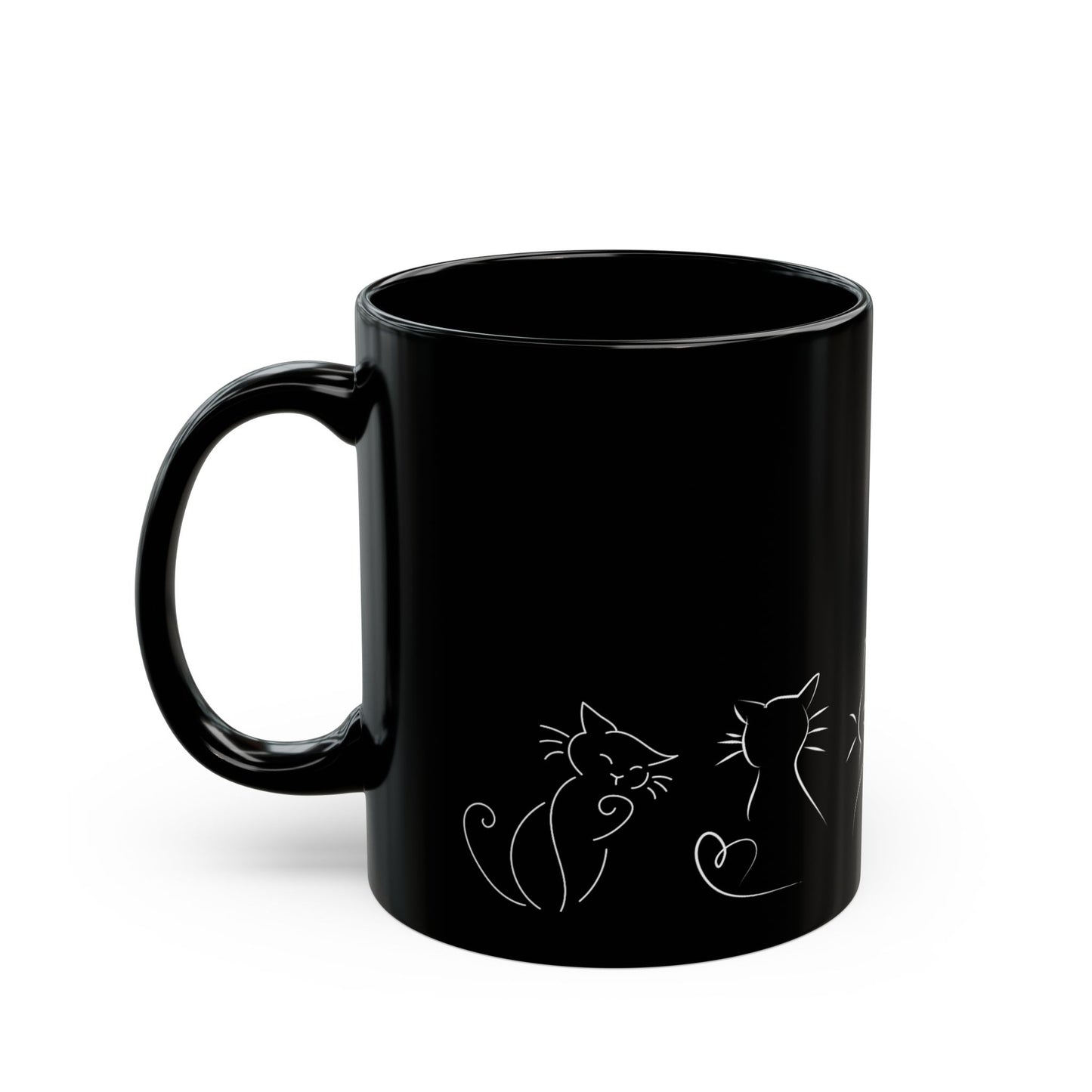 Mug - Cat Outline Silhouette Black Coffee Cup 11oz/15oz