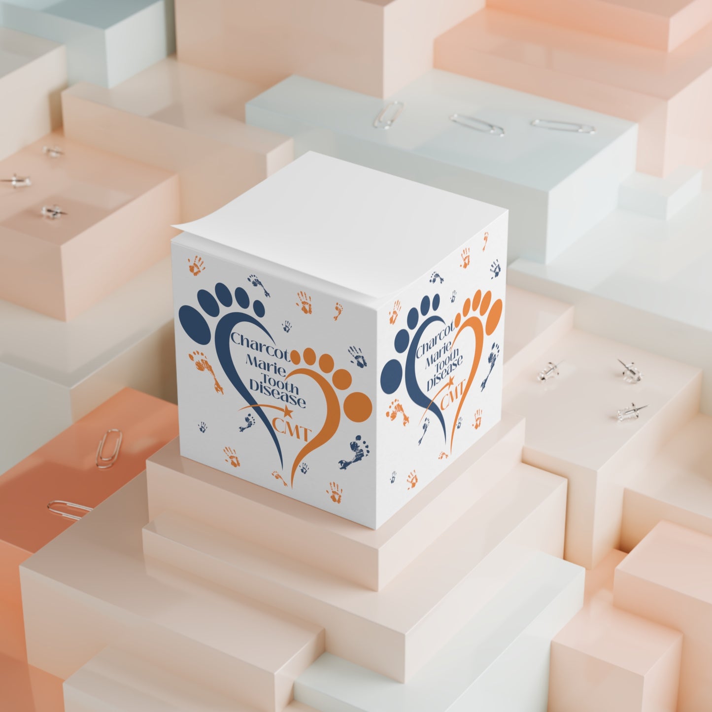 Charcot-Marie-Tooth Awareness Note Cube | Footprint Design | Gift for CMT Awareness
