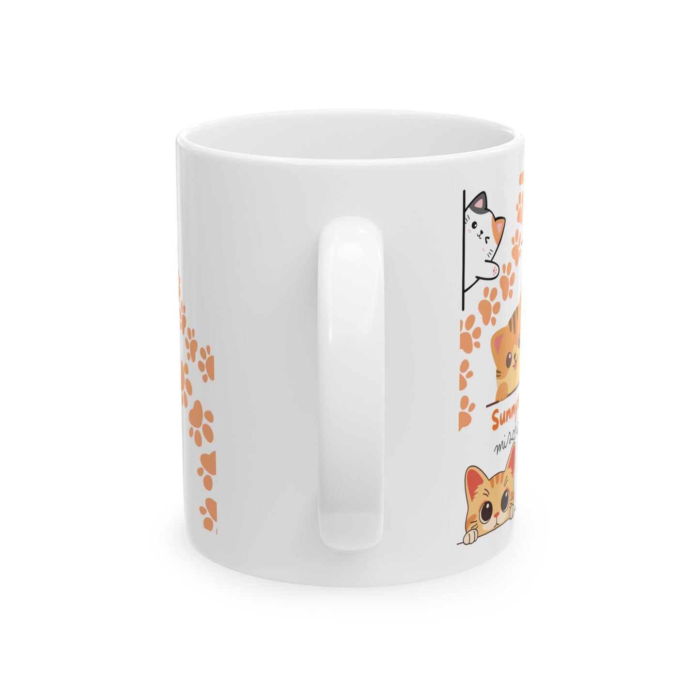 Ginger Kitty Coffee Cup with Paw Prints – Cute Orange Cat Lover Kitchenware